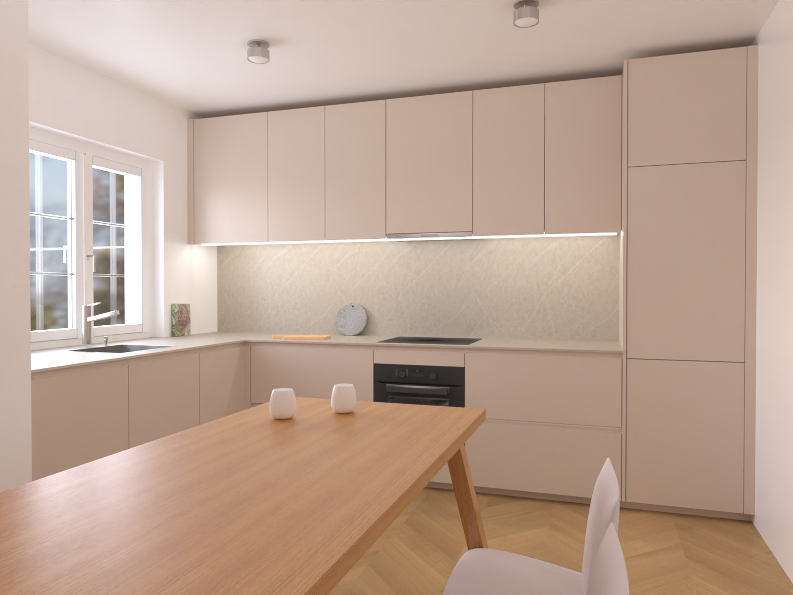 3D Visualisierung für Schreinerei Finauer, Einbauküche kaschmirgrau